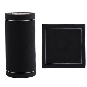 Midnight Toast (Black) Cocktail Napkins Silver Border